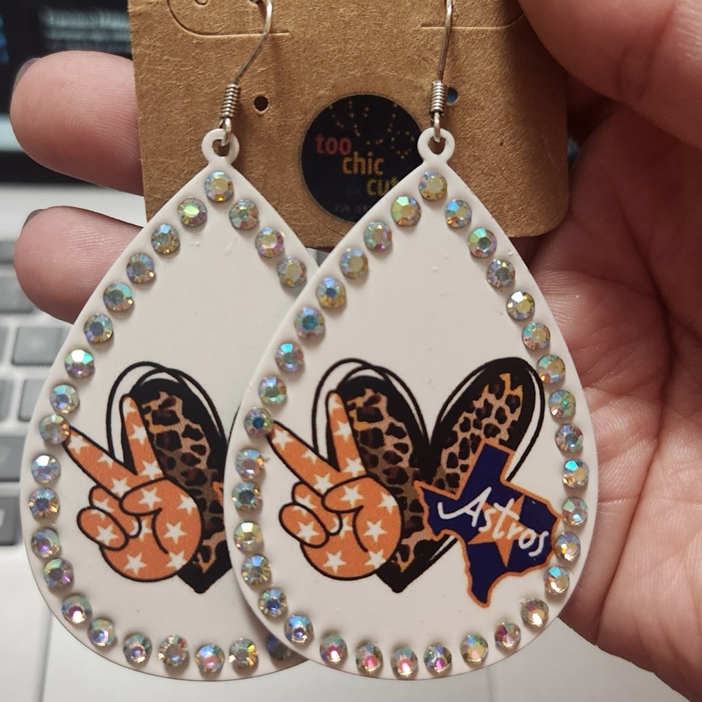White Astros Earings